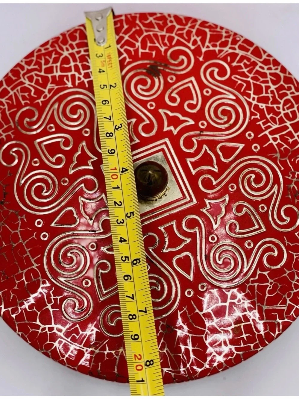 VTG:Daher 1950’s-1960’s Tin From England Crackle Finish/red & gold & gold knob